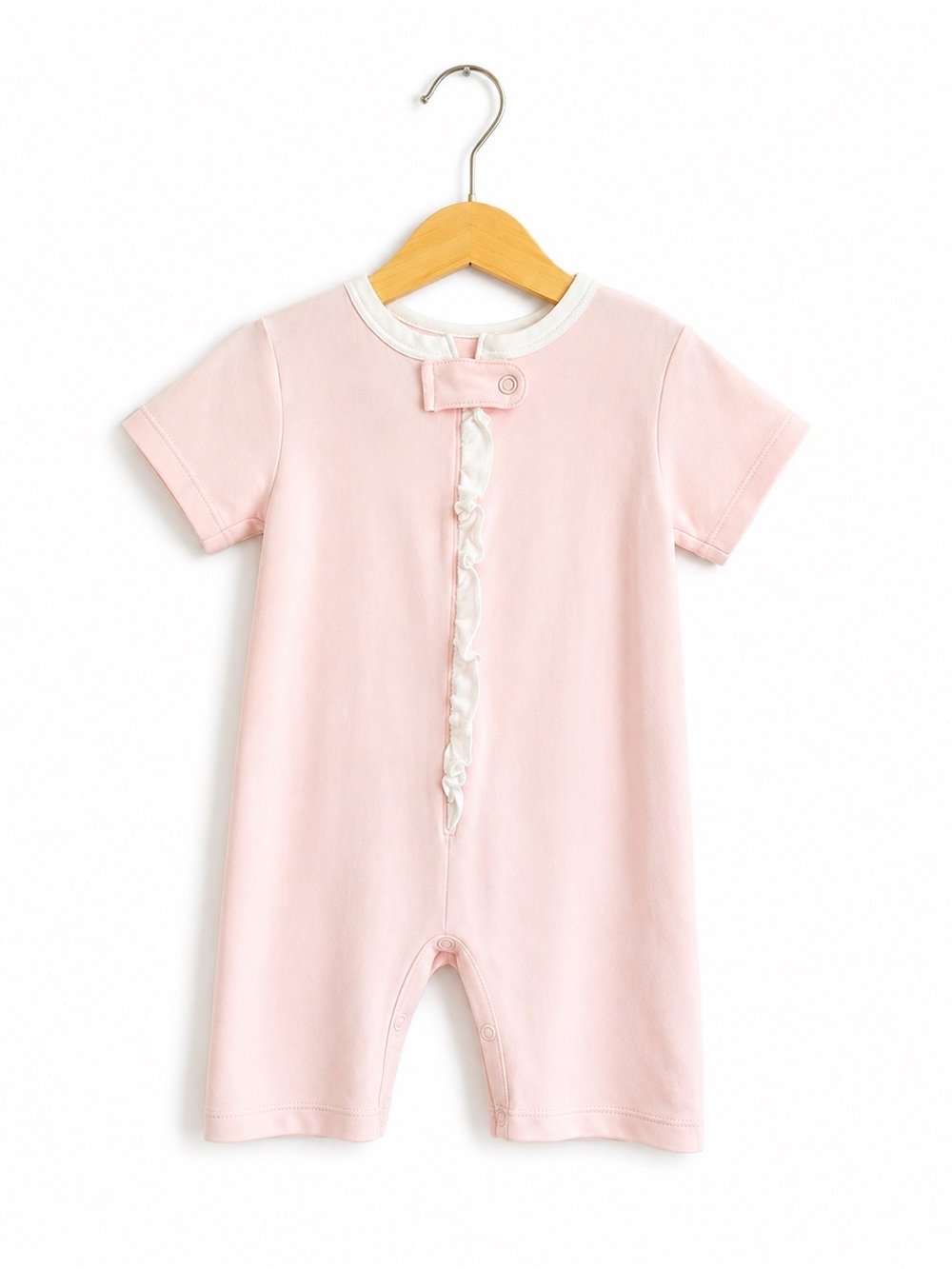 Baby Bliss Pink 100% Pima Cotton Ruffle Romper 6-9M Made in Peru